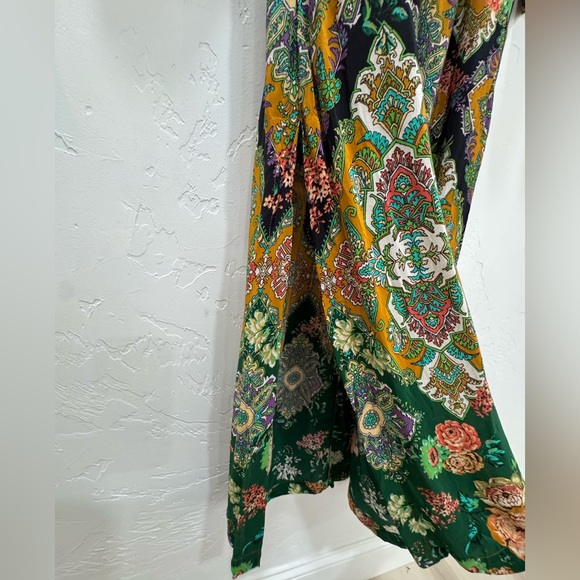 Anthropologie Printed V-Neck Maxi Dress Women's 4 Bohemian Floral Kimono Sleeve - Picture 12 of 16
